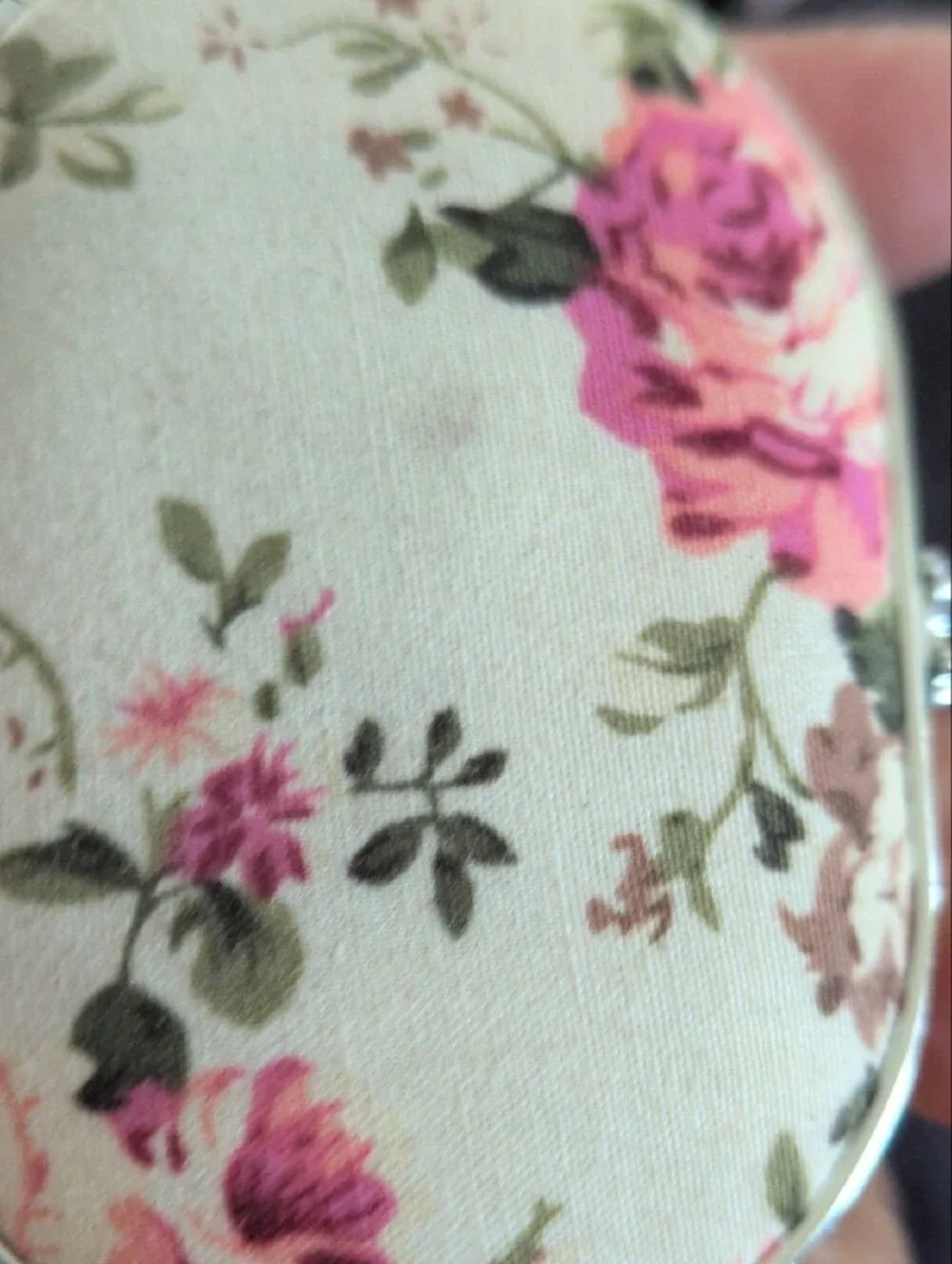 Floral Pink Canvas Clutch Compact Mirror